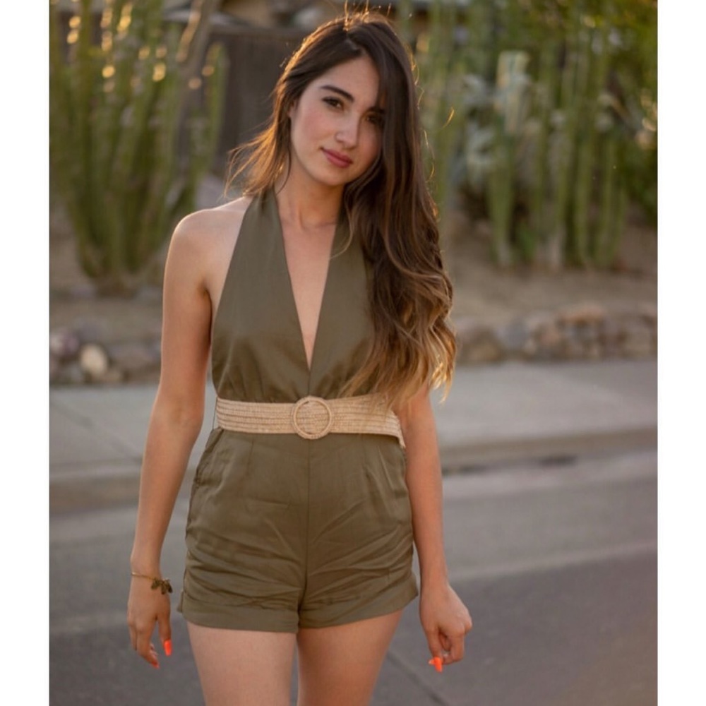 Olive green Romper with belt